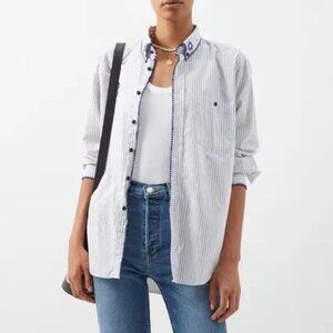 RE/DONE Upcycled Embroidered Striped Cotton Shirt